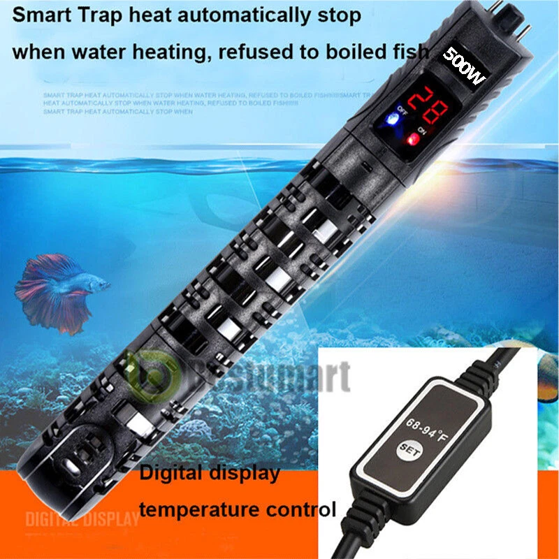2x 100W-500W Aquarium Heater Anti-Explosion Submersible Fish Tank LED Adjustable - Image 2 of 4