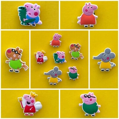 6 x Schuhstecker/Shoe Charms für PEPPA WUTZ/PIG/GEORGE/PAPA/MAMA* Fans/SCHWEIN