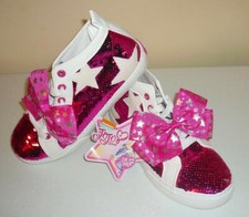 GIRLS SNEAKERS SHOES LIMITED JOJO SIWA BOW HI TOP SEQUINS HOT PINK SIZE 4 Y NWT