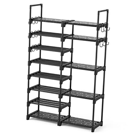8-Tier Black Metal Shoe Rack Organizer for Closet Entryway Garage-image