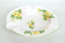 Shelley England Primrose Yellow Flowers Green Trim Bone China Ashtray 1043B
