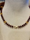 14K Yellow Gold Garnet Citrine Beaded Necklace Vintage Valentines Mothers Day — photo 2