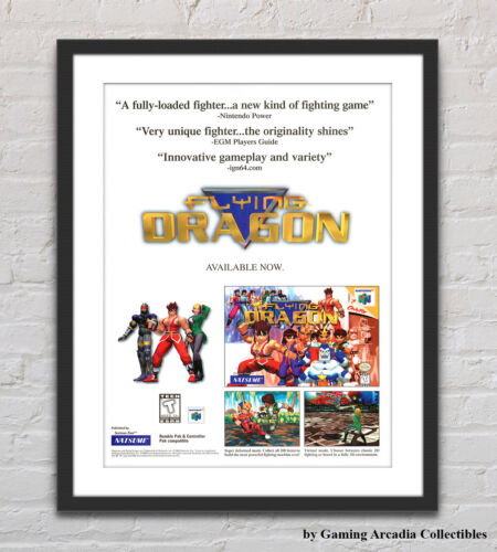 Affiche publicitaire promotionnelle brillante Flying Dragon Nintendo 64 N64 non encadrée G3489 - Photo 1/6