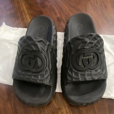 Gucci Men's Black Logo Slide Sandals US Size 11, Gucci 10 Rubber Comfort Casual