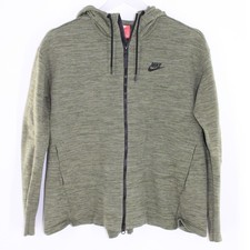 Nike Sportswear Full Zip Hoodie Split Back Heathered Olive Green Small