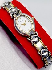 Works [N. MINT] 2000 Bulova 18mm Vintage Textured Dial Two Tone Women's Watch