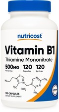 Nutricost Vitamin B1 Thiamine 500mg, 120 Capsules 120 Count Pack of 1 