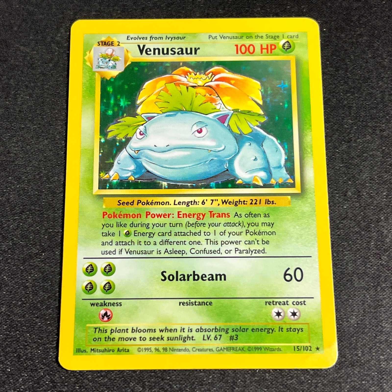 Pokémon TCG Venusaur Base Set 15/102 Unlimited Holo Rare HP