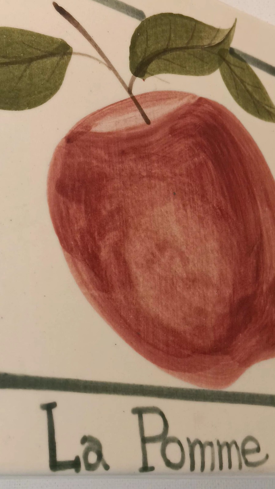 LAURIE GATES Los Angeles Pottery Trivet Tile, Apple, La Pomme 5.75"