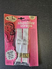 Vintage De Luxe Adjustable white Cotton Shoulder Straps for bra or dress-slip