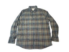Weatherproof Vintage Flannel Shirt Mens XL Blue Brown Plaid Long Sleeve Cotton
