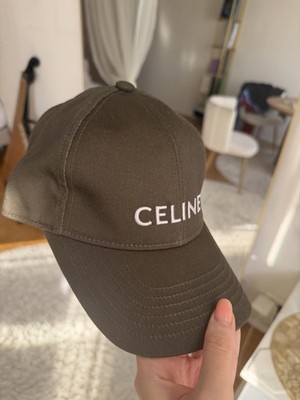 CELINE Brown Cotton Canvas Baseball Cap Women's Logo Buckle Adjustable Strap