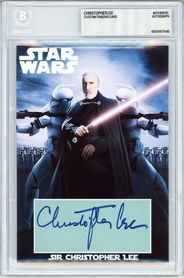STAR WARS -CHRISTOPHER LEE- BECKETT BAS Signed/Autograph/Auto 5x7 Movie Card