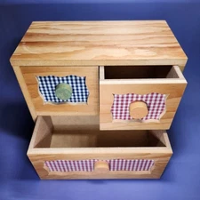 Rustic Wooden Desk Organizer with Drawers Office Supplies Storage Box