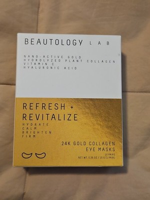 BEAUTOLOGY LAB 24K Gold Collagen Eye Masks 10 Pair Vitamin C Hyaluronic Acid NEW