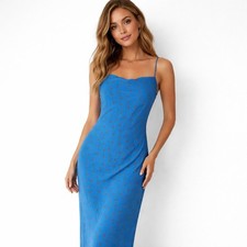 Urban Outfitters UO Mallory Cowl Neck Slip Dress Size Medium Blue Strawberry