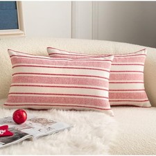 Christmas Pillow Covers, Boho Textured Pillow Case, 20" x 12" Pack of 2 Red
