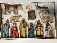Vintage Hand Painted 13 PC Nativity Set Germany Krippenfiguren w Creche & Camels