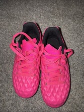 Nike Tiempo Kids Soccer Cleats Kids size 11C Hot Pink Fuschia Diamond Pattern
