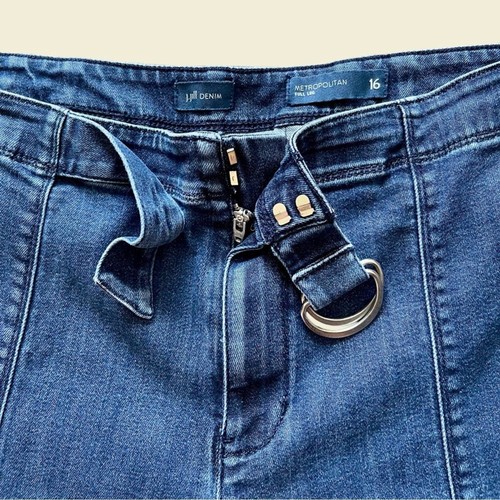 J Jill Womens Wide Leg Jeans Size 16 Belted Metropolitan Full Leg Blue Denim - Picture 7 of 12