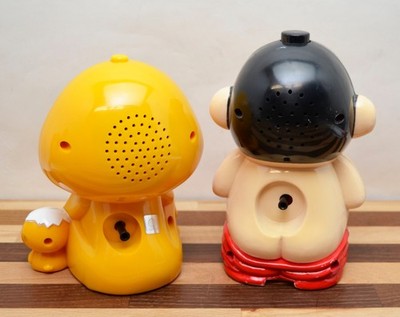 Vintage Woobi Boy and Crayon Shin Chan Manga Talking Alarm Clocks