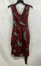 Marc Jacobs Women's Burgundy Feather Print Halter Pleated Dress Size 8 NWT