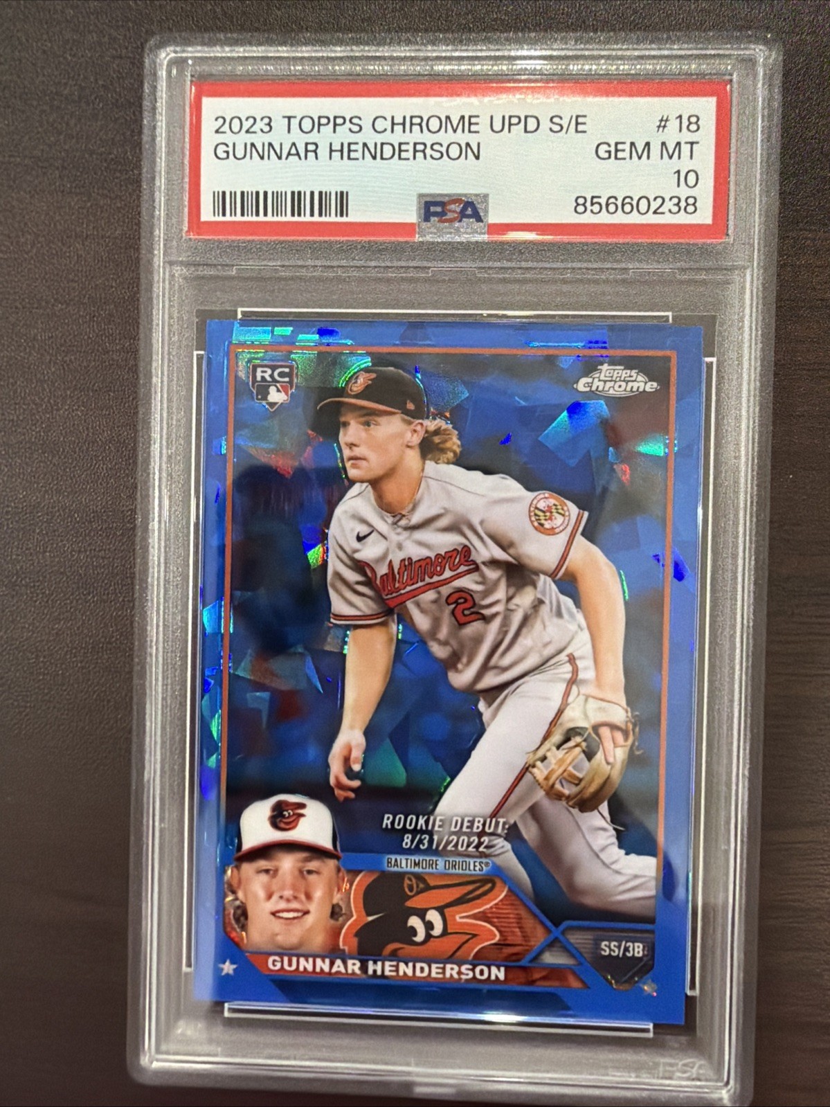 2023 Topps Chrome Update Series Sapphire Edition Gunnar Henderson RC PSA10 view 1