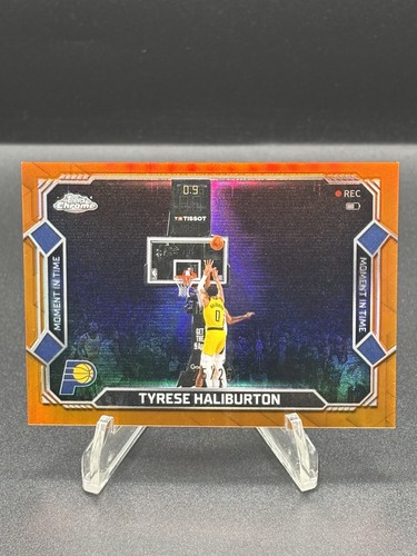 Tyrese Haliburton /25 - Topps Chrome Update Orange Refractor Moment in Time MT-7
