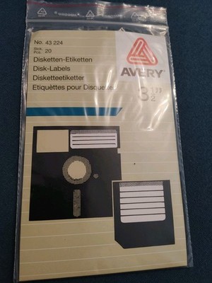 20 Disketten-Etiketten 3,5 '' Zoll. Unbenutzt. Selbstklebend. Avery No. 43224