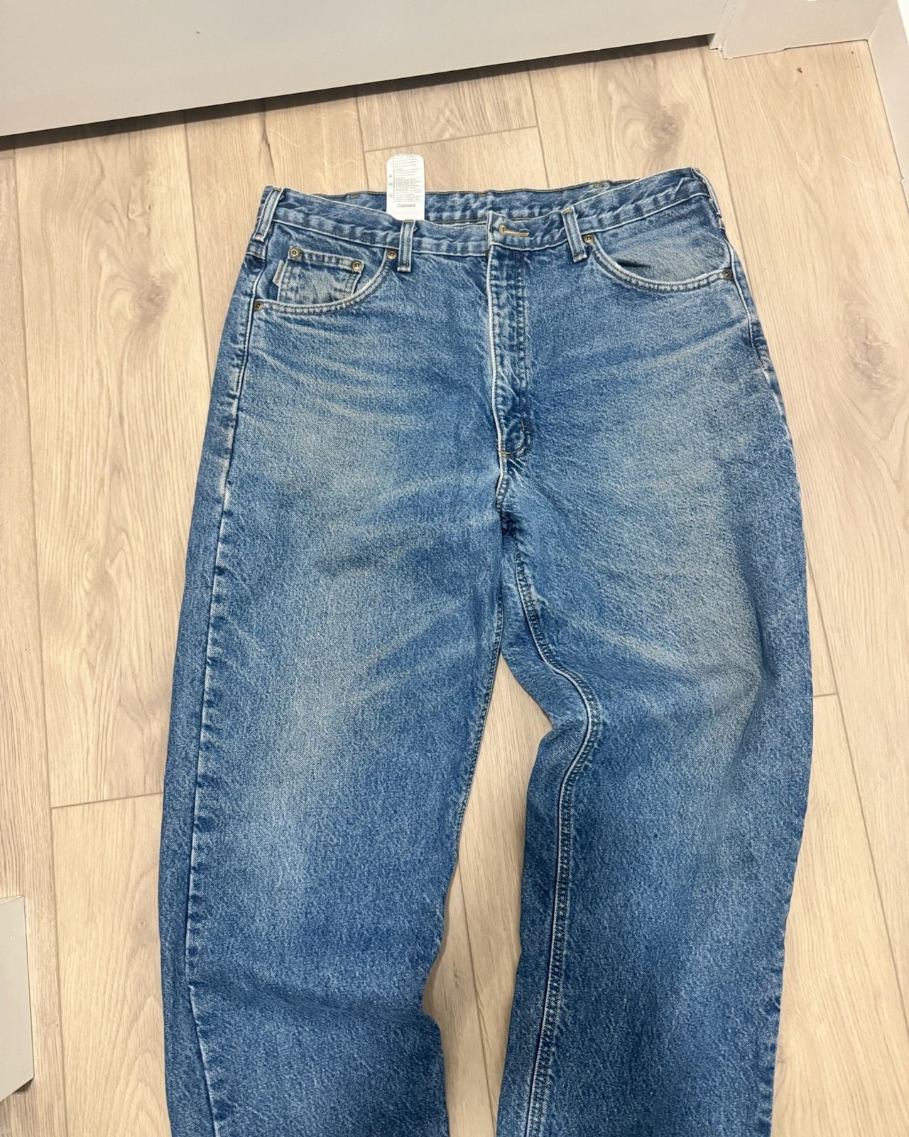 Vintage Carhartt Blue Flannel Lined Straight Leg Denim Work Jeans thumbnail 2