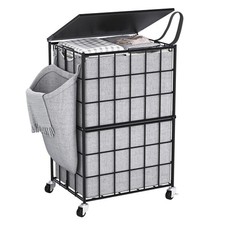 90L Laundry Basket with Wheels, Large Capacity Laundry Hamper with Removable ...