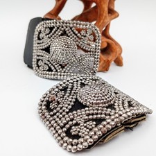 Pair of Antique Marcasite Cut Steel Shoe Buckles Made in France Victorian