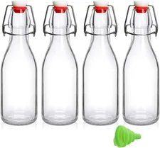 4 Pack Swing Top Glass Bottles 8.5Oz, Flip Top Glass Bottle with Airtight Lid...