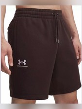 Under Armour Rival Fleece Shorts Brown Drawstring Pockets Men s Size S NWT