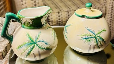 VNT Oneida  Tropical Breeze Sugar @ Creamer. Hand Painted, Mint Cond
