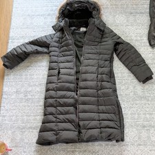 Seraphine Black 3 in 1 Down Maternity And Babywearing Coat Snap Fur Hood Size 14