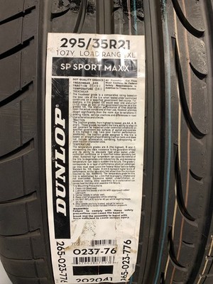 1 New 295 35 21 Dunlop SP Sport Maxx Extra Load Summer Tire