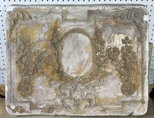 Antique 19th C French Neoclassical Rococo Floral Plaster Panel Relief Rare