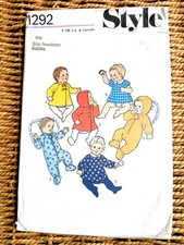 1970s Style Sewing Pattern 1292 Newborn Baby Clothes Coat Pramsuit Onsie Dress