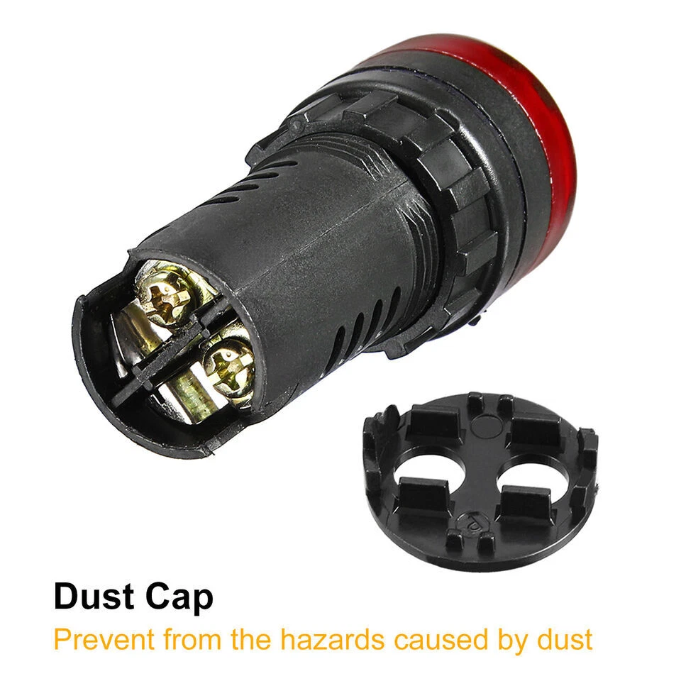 5 Pack 22mm 12V AC/DC Red LED Flashing Buzzer Pilot Panel Indicator Light Lamp - Image 4 of 4