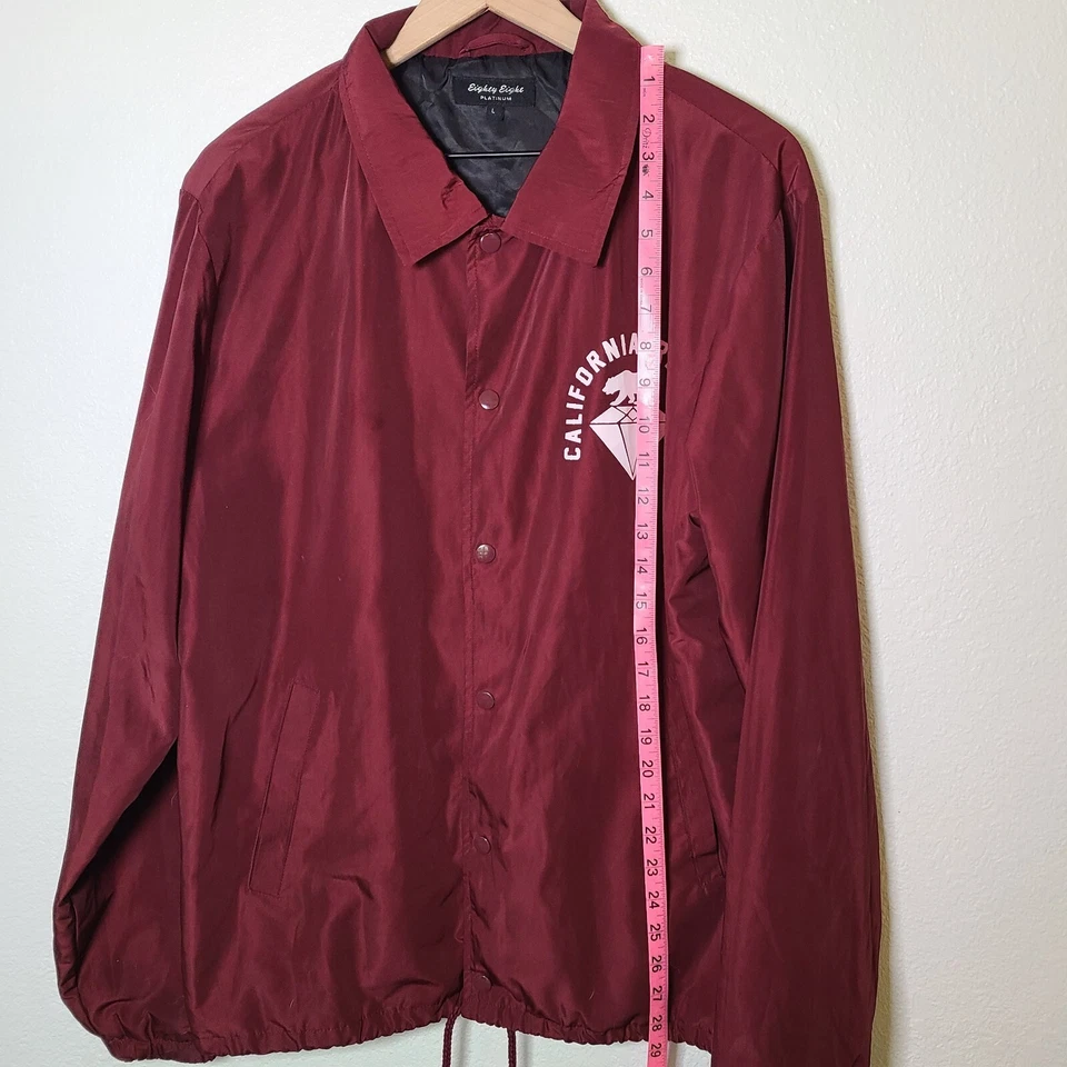California Republic Mens Medium Snap Windbreaker Maroon- Eighty Eight Platinum L - Image 4 of 4