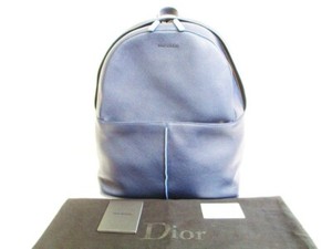 light blue leather backpack