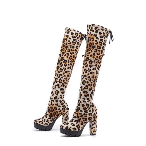 Mujeres Botas hasta el muslo Invierno Tacones altos Sobre la rodilla Botas Otoño Zapatos - Imagen 14 de 26