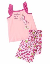 Gymboree Gymmies Prancing Pink Zebra Hearts Summer Pajamas Set Girls 5-6 NEW NWT