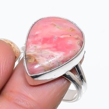 Natural Rhodochrosite Gemstone 925 Sterling Silver Jewelry Ring Size 8.5 US 