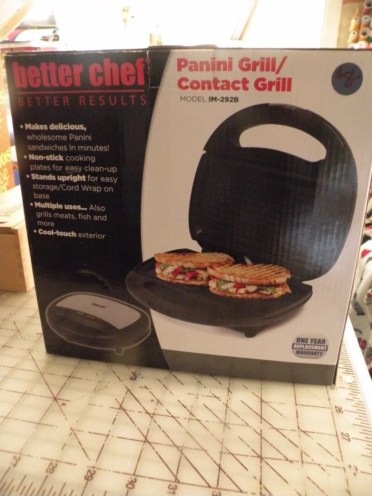 Better Chef IM-292B Panini Contact Grill Press in Black and Stainless Steel NIB