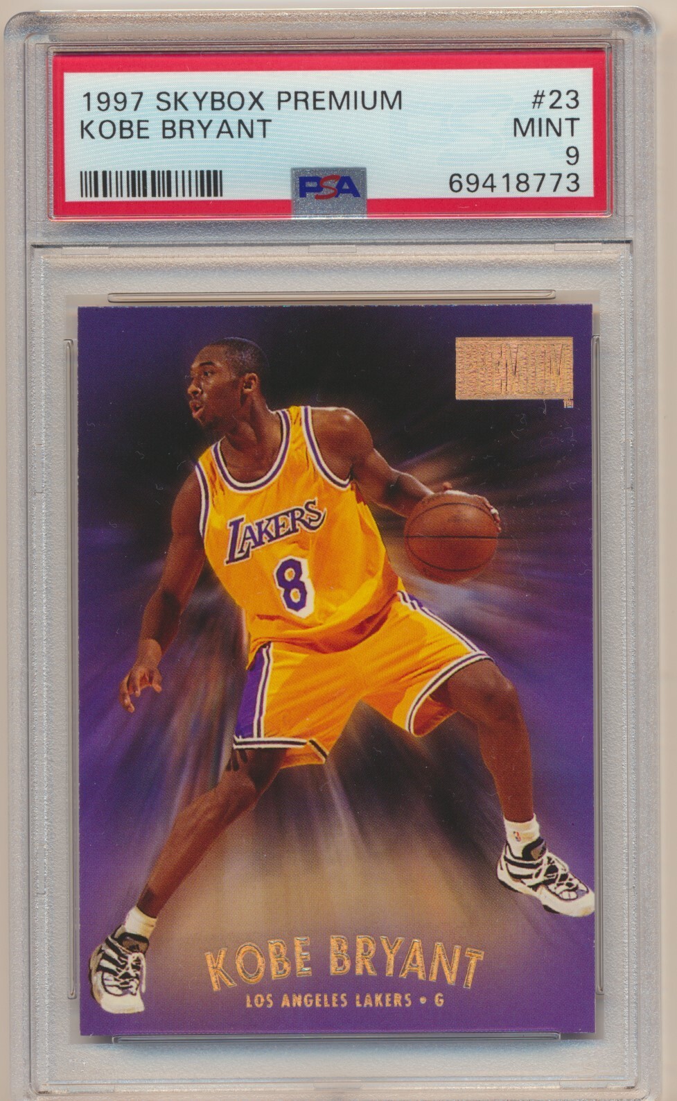1997 Skybox Premium #23 Kobe Bryant PSA 9 Mint Los Angeles Lakers MAMBA