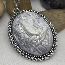 Mermaid Beach BFF Sister  Sea Goddess WEDDING VICTORIAN Cameo Necklace frosted