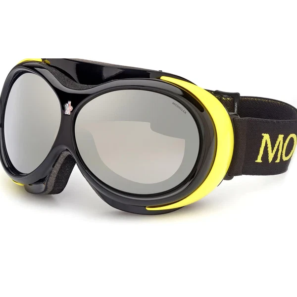 Moncler Vaporice ML 0130 A 39C Goggles Skii Sport Black Yellow Grey Antifog