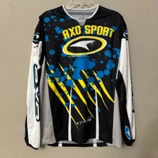 Vintage Axo Sport Motocross Jersey Racing Long Sleeve Black Graffiti Paint XL